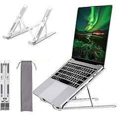 Dyazo 6 Angles Adjustable Aluminum Ergonomic Foldable Portable Tabletop Laptop/Desktop Riser Stand Holder Compatible for MacBook, HP, Dell, Lenovo & All Other Notebook (Silver)