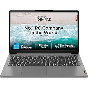 Lenovo IdeaPad Slim 3, Intel Core i3, 12th Gen, 8GB RAM, 512GB SSD, FHD, 15.6"/39.62cm, Windows 11, Office Home 2024, Arctic Grey, 1.63Kg, 82RK01ABIN, Intel UHD Graphics, 1Yr ADP Free Laptop