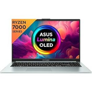 ASUS Vivobook Go 15 (OLED), AMD Ryzen 5 7520U, 15.6" (39.62 cm) FHD OLED, Thin & Light Laptop (8GB/512GB SSD/Windows 11/Office 2021/Backlit Keyboard/Green Grey/1.63 kg), E1504FA-LK523WS