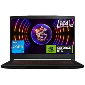 MSI Thin GF63, Intel 12th Gen. i5-12450H, 40CM FHD 144Hz Gaming Laptop (8GB/512GB NVMe SSD/Windows 11 Home/Nvidia GeForce RTX4050, 6GB GDDR6/Black/1.86Kg), 12VE-080IN