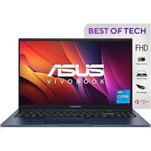 ASUS Vivobook 15, Intel Core i5-1235U, 12th Gen, 8GB RAM, 512GB SSD, FHD, 15.6"/39.62cm, Windows 11 Home, MS Office 2021, Quiet Blue, 1.7KG, X1504ZA-NJ521WS, Backlit Keyboard, Thin and Light Laptop