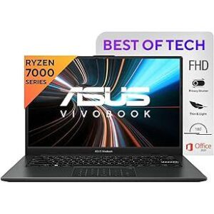 ASUS Vivobook Go 14, AMD Ryzen 3 7320U, Thin and Light Laptop, 14" (35.56 cm) FHD, (8 GB RAM/512GB SSD/Windows 11/Office 2021/42WHr /Black/1.38 kg), E1404FA-NK325WS