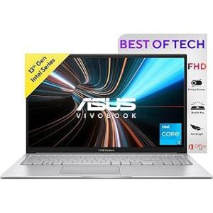 ASUS Vivobook 15, Intel Core i3-1315U, 13th Gen, 8GB RAM, 512GB SSD, FHD, 15.6"/39.62cm, Windows 11, MS Office, Silver, 1.7KG, X1504VA-NJ320WS, Backlit Keyboard, Thin and Light Laptop