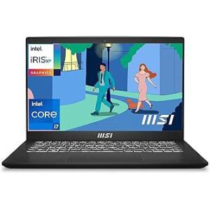 MSI Modern 14, Intel 12th Gen. i7 1255U,36CM Laptop(16GB/512GB NVMe SSD/Windows 11 Home/Iris Xe/Classic Black/1.4Kg), C12MO-1202IN