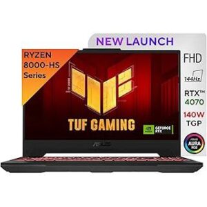 ASUS TUF Gaming A15, AMD Ryzen 9 8945H Gaming Laptop(NVIDIA RTX 4070-8GB/140W RGP/16GB RAM/1TB SSD/FHD/15.6"/144Hz/RGB KB/90WHr/Windows 11/Office 2021/Mecha Gray/2.20 Kg) FA507UI-LP066WS
