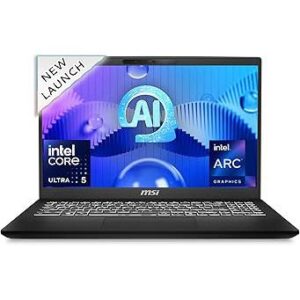 MSI Modern 15 H AI, Intel 1st Gen. Ultra 5 125H,Built-in AI, 40CM Laptop(16GB/512GB NVMe SSD/Windows 11 Home/Intel Arc/Classic Black/1.9Kg), C1MG-047IN