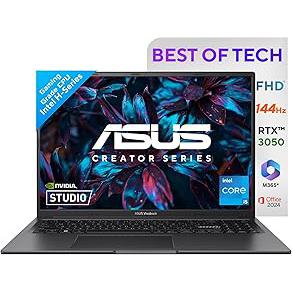 ASUS Vivobook 16X 13th Gen,Intel Core i5-13420H Creator/Gaming Laptop(NVIDIA RTX 3050-4GB/16GB/512GB/FHD+/16.0"/144Hz/Windows 11/M365 Basic(1Year)*/Office Home 2024/Indie Black/1.67 kg)K3605VC-RP412WS