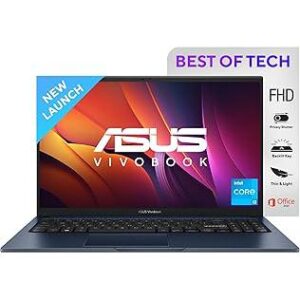ASUS Vivobook 15, Intel Core i3-1215U, 1.2 GHz, 16GB RAM, 512GB SSD, FHD 1920x1080, 15.6", Windows 11, MS Office Home, Quiet Blue, 1.7KG, X1504ZA-NJ341WS, Integrated Graphics, Thin & Light Laptop