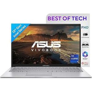 ASUS Vivobook 16,13th Gen,Intel Core i9-13900H,FingerPrint(Intel Iris Xᵉ iGPU/16GB/512GB/FHD+/16"/60Hz/Backlit Keyboard/Windows 11/M365 Basic (1Year)*/Office Home 2024/Silver/1.88 kg) X1605VA-MB9946WS