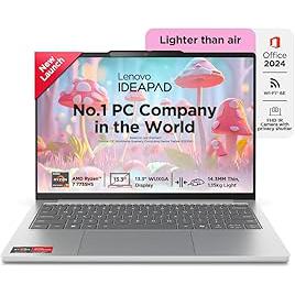 Lenovo IdeaPad Slim 5 Ryzen 7 7735HS (16GB RAM/512GB SSD/Integrated AMD Radeon 680M Graphics/WUXGA IPS Display/13.3" (33.7cm)/Windows 11/Office Home 2024/Backlit KB/Grey/1.15Kg), 83J2000HIN Laptop
