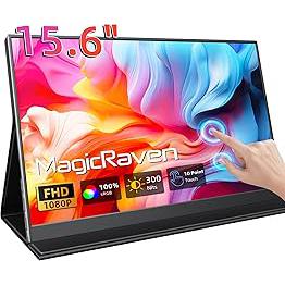 MagicRaven Portable Touchscreen, 15.6" 1080P 60Hz Laptop Monitor, Lightweight Dual USB C HDMI Second Gaminig Display with Speakers, Travel Monitor for PS4/5 Xbox Switch MAC PC Phone
